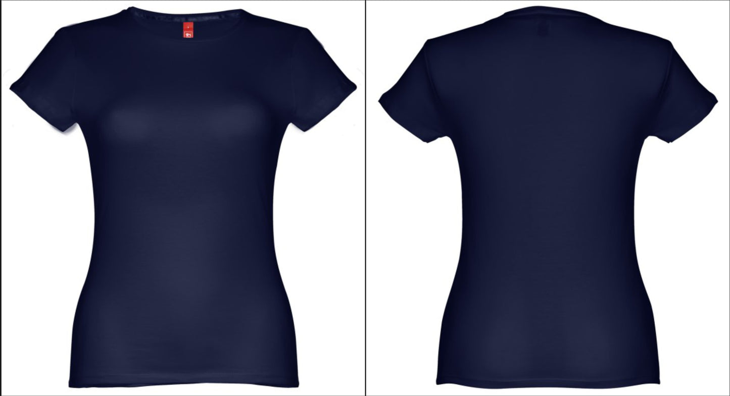 T-shirt azul marinho feminina cintada pronta para personalizar