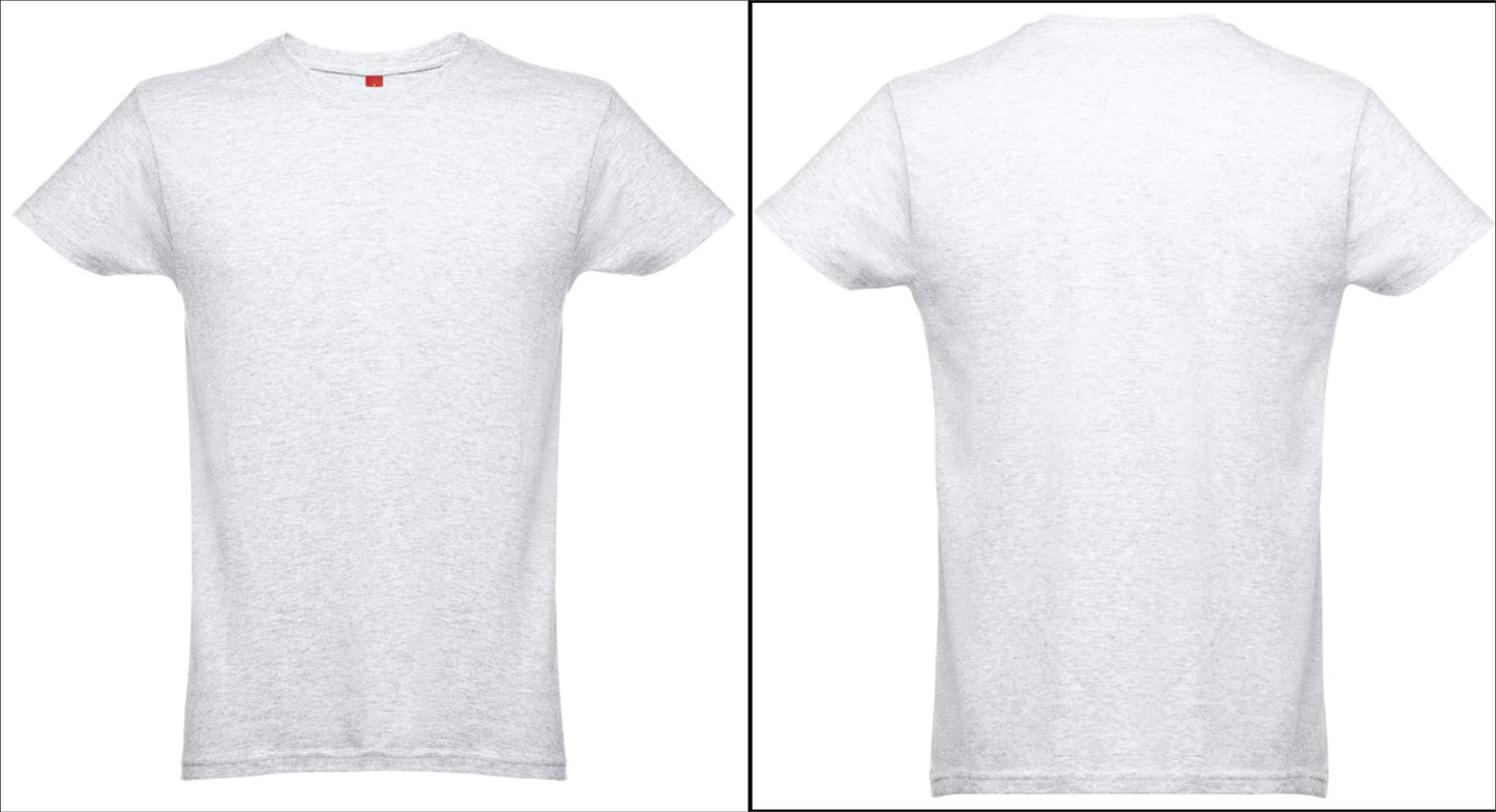 T-shirt branca matizada masculina unissexo lisa para personalização frente e costas