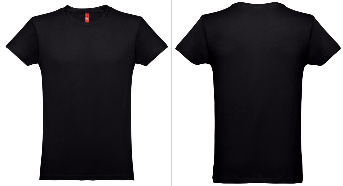 Base de t-shirt masculina preta unissexo para personalizar frente e verso