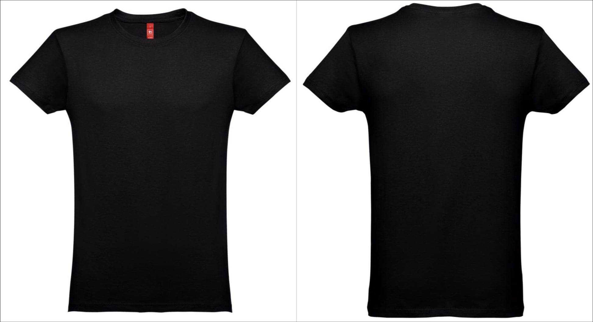 Base de t-shirt masculina preta unissexo para personalizar frente e verso